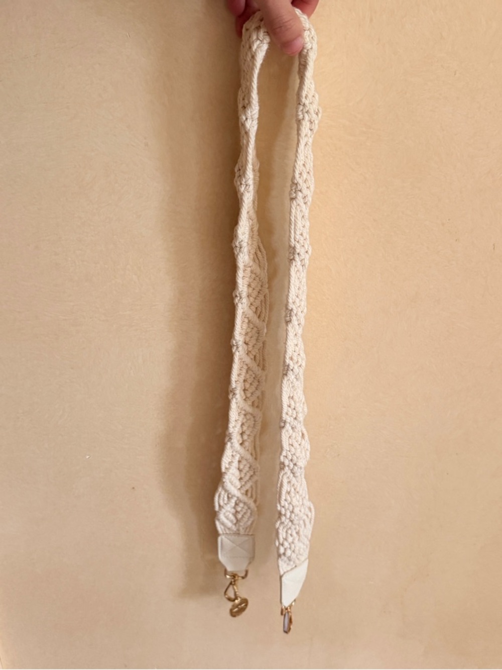 The Ferris Co. Macrame Crochet Bag Strap in Cream with Gold Hardware - Picture 5 of 6